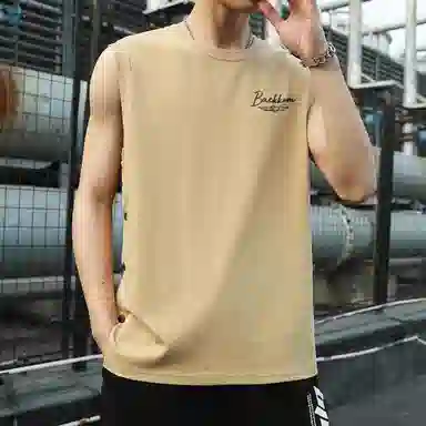 大卫贝肯 美式嘻哈街头侧边排扣设计字母印花背心松紧系带腰头户外速干工装短裤宽松舒适百搭潮流休闲运动套装 男女同款