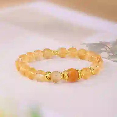 【日进斗金】 金六福吉祥 蜂蜜柚子清新灵动 日常佩戴百搭设计时尚爆款 清澈治愈系元气满满通透天然 黄水晶 手串 男女同款情侣款