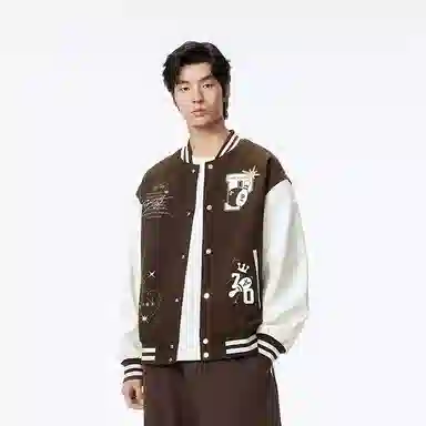 PEACEBIRD MEN Colorblock Embroidered Baseball Jacket