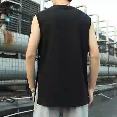 大卫贝肯 美式嘻哈街头侧边排扣设计字母印花背心松紧系带腰头户外速干工装短裤宽松舒适百搭潮流休闲运动套装 男女同款