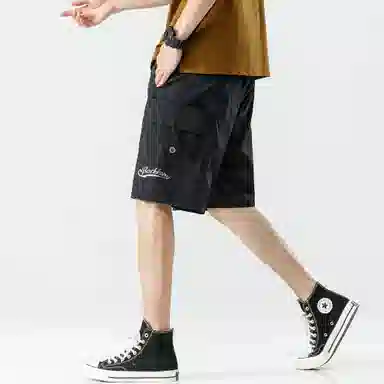 大卫贝肯 美式嘻哈街头侧边排扣设计字母印花背心松紧系带腰头户外速干工装短裤宽松舒适百搭潮流休闲运动套装 男女同款