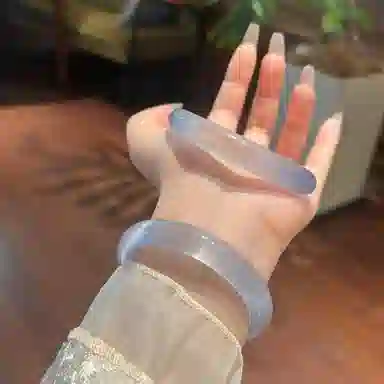 梨云暮雪 梨云暮雪 高级微蓝调白月光猫眼   新中式 国潮国风 库里蓝款白月光荔枝冻 好运 琉璃 手镯 女款