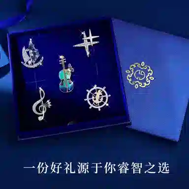 缔晶 轻奢精致时尚套装 个性气质日常通勤外套上衣搭配 合金 胸针 男款