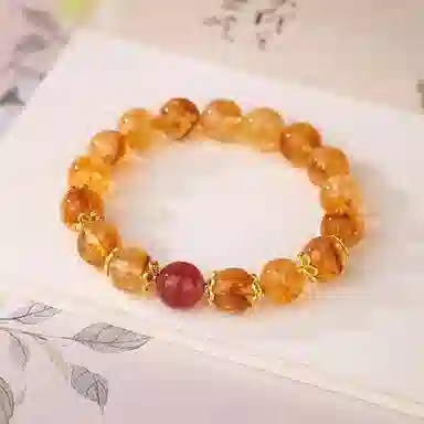 【能量护体】 金六福吉祥 金橘满枝头 财富满溢福气疗愈 纯净清透日常搭配百搭时尚小众设计高级感天然 黄水晶 手串 男女同款情侣款