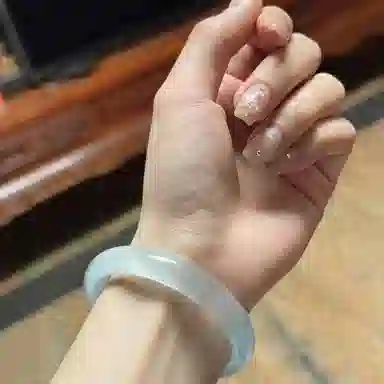 梨云暮雪 梨云暮雪 高级微蓝调白月光猫眼   新中式 国潮国风 库里蓝款白月光荔枝冻 好运 琉璃 手镯 女款