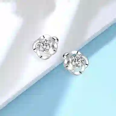 【纯银999爆闪】老凤祥 凤祥囍事 幸运四叶草 轻奢简约小清新甜美四叶草浪漫耳饰小巧养耳洞防过敏 精美礼盒装 足银 耳钉 女款