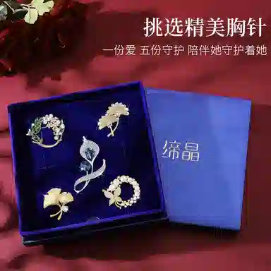 缔晶 森系优雅银杏铃兰胸花套装 清新时尚日常通勤防走光配饰 合金 胸针 女款