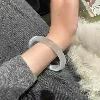 岁月静好 复古贵妃镯冰蓝古风汉服旗袍美人镯清新高级水润一步一响优雅气质新中式妈妈女朋友恋爱告白#好运 玻璃猫眼 手镯 女款