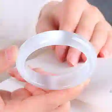 岁月静好 复古贵妃镯冰蓝古风汉服旗袍美人镯清新高级水润一步一响优雅气质新中式妈妈女朋友恋爱告白#好运 玻璃猫眼 手镯 女款