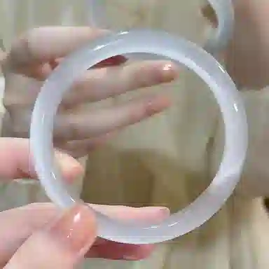 岁月静好 复古贵妃镯冰蓝古风汉服旗袍美人镯清新高级水润一步一响优雅气质新中式妈妈女朋友恋爱告白#好运 玻璃猫眼 手镯 女款