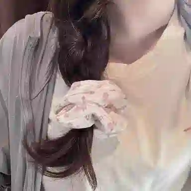 水中玉 粉色碎花蝴蝶结大肠发圈扎头发绳可爱头饰 皮筋 头绳 女款