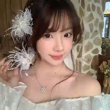 水中玉 超仙高级感羽毛蝴蝶发卡侧边鸭嘴夹甜美气质发饰刘海夹 合金 发夹 女款