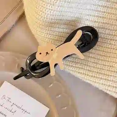 蒙妮 可爱卡通猫咪扭扭夹 亚克力 发夹 男女同款情侣款