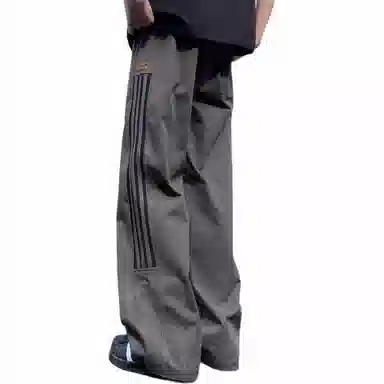 煦加 美式高街条纹纯色休闲裤 男款