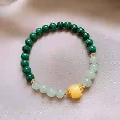 【青山绿水】 指尖瑰宝 万物生长保持热爱吉祥幸福前程似锦安宁健康情绪稳定富贵平安#好运天然 孔雀石 手串 男女同款情侣款