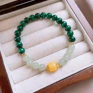 【青山绿水】 指尖瑰宝 万物生长保持热爱吉祥幸福前程似锦安宁健康情绪稳定富贵平安#好运天然 孔雀石 手串 男女同款情侣款