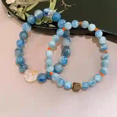 【蓝金景韵】 指尖瑰宝 一眼万物的东方配色国潮新中式轻奢高端招财暴富自信爆棚转运改运好运常在天然 蓝水晶 手串 男女同款情侣款