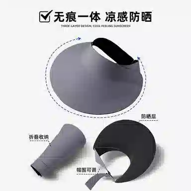 冠辉 遮阳 大帽檐时尚遮脸显脸小防紫外线无痕一体轻盈柔软太阳帽冰丝透气空顶 立体剪裁修饰脸型 锦纶 防晒帽 男女同款情侣款