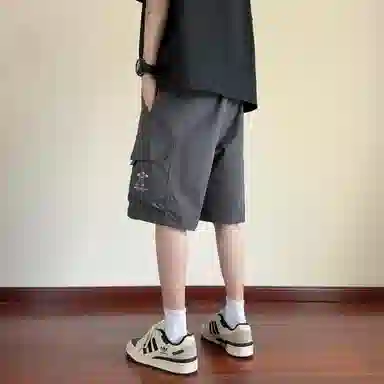 稻草人 美式街头嘻哈复古高街凉感亲肤多口袋中腰潮牌百搭个性痞帅学院风宽松休闲阔腿五分工装短裤 男女同款