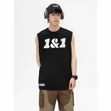 普鲁士多特蒙德 美式复古潮流休闲运动风舒适宽松坎肩圆领数字纯色无袖背心 男女同款