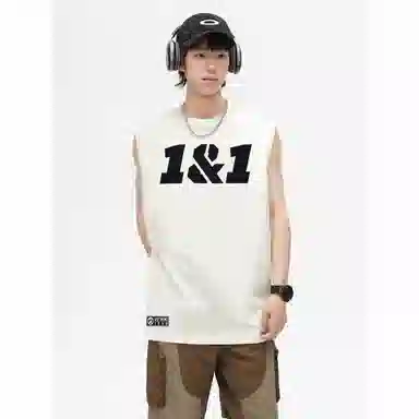 普鲁士多特蒙德 美式复古潮流休闲运动风舒适宽松坎肩圆领数字纯色无袖背心 男女同款