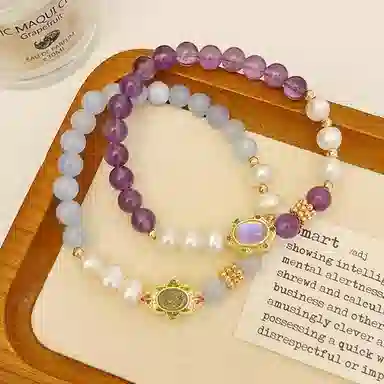 【夏日烟火】 指尖瑰宝 招财好运事业顺遂爱情美满升职加薪紫气东来纳福转运新中式复古轻奢天然 紫水晶 手串 男女同款情侣款