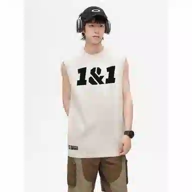 普鲁士多特蒙德 美式复古潮流休闲运动风舒适宽松坎肩圆领数字纯色无袖背心 男女同款