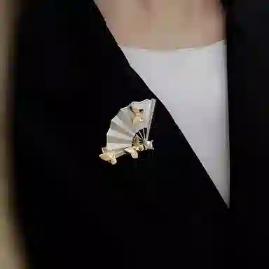 指尖瑰宝 复古蝴蝶折扇轻奢高级感气质极具美学 合金 胸针 男女同款情侣款