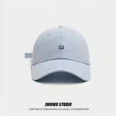 祎步康 可爱小猫刺绣薄款宽帽檐显脸小软顶百搭潮 棉 鸭舌帽 男女同款情侣款