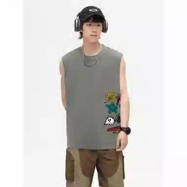 巴塞罗那足球俱乐部 日系简约基础款宽松柔软舒适亲肤通勤百搭做旧无袖背心 男女同款