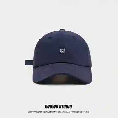 祎步康 可爱小猫刺绣薄款宽帽檐显脸小软顶百搭潮 棉 鸭舌帽 男女同款情侣款