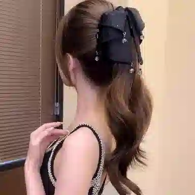 水中玉 满天星蝴蝶结吊珠抓夹高级感后脑勺半扎发鲨鱼夹高马尾发卡头饰 亚克力 发夹 女款