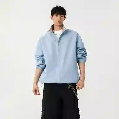 大卫贝肯 美式高街嘻哈街头学院风基础款花格条纹设计简约时尚百搭立领拉链休闲通勤潮牌宽松防风防水无性别主义长袖夹克外套 男女同款