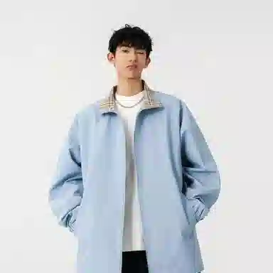 大卫贝肯 美式高街嘻哈街头学院风基础款花格条纹设计简约时尚百搭立领拉链休闲通勤潮牌宽松防风防水无性别主义长袖夹克外套 男女同款