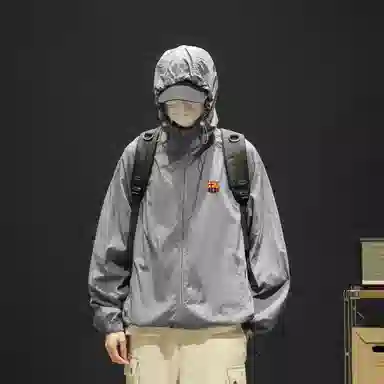 巴塞罗那足球俱乐部 户外冰皮轻薄外套皮肤衣宽松连帽 超轻透气防紫外线防晒服 男女同款