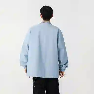 大卫贝肯 美式高街嘻哈街头学院风基础款花格条纹设计简约时尚百搭立领拉链休闲通勤潮牌宽松防风防水无性别主义长袖夹克外套 男女同款