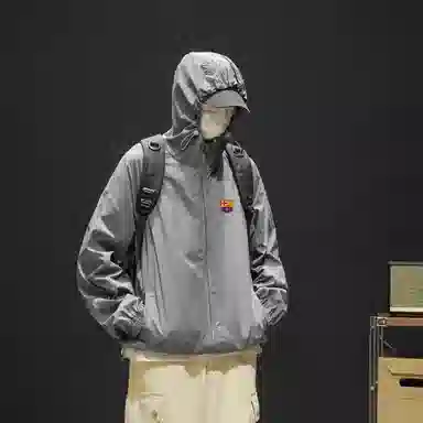 巴塞罗那足球俱乐部 户外冰皮轻薄外套皮肤衣宽松连帽 超轻透气防紫外线防晒服 男女同款