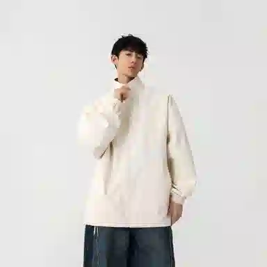 大卫贝肯 美式高街嘻哈街头学院风基础款花格条纹设计简约时尚百搭立领拉链休闲通勤潮牌宽松防风防水无性别主义长袖夹克外套 男女同款