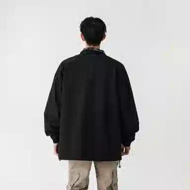 大卫贝肯 美式高街嘻哈街头学院风基础款花格条纹设计简约时尚百搭立领拉链休闲通勤潮牌宽松防风防水无性别主义长袖夹克外套 男女同款