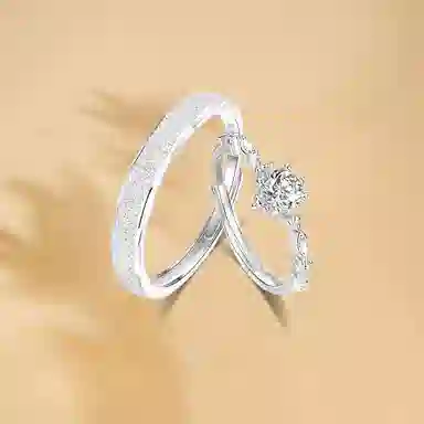 【S999纯银】 佐卡伊 满天星星语交织对戒轻奢小众设计 莫比乌斯甜蜜示爱灵动闪耀精致百搭开口可调节#好运 足银 戒指 男女同款情侣款