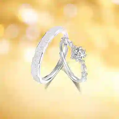 【S999纯银】 佐卡伊 满天星星语交织对戒轻奢小众设计 莫比乌斯甜蜜示爱灵动闪耀精致百搭开口可调节#好运 足银 戒指 男女同款情侣款