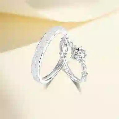 【S999纯银】 佐卡伊 满天星星语交织对戒轻奢小众设计 莫比乌斯甜蜜示爱灵动闪耀精致百搭开口可调节#好运 足银 戒指 男女同款情侣款