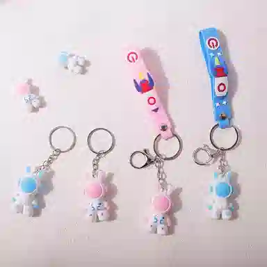 零界 多巴胺治愈卡通宇航员钥匙扣创意手机绳包包挂饰 行李箱  卡通玩偶#好运 尼龙 挂件 男女同款情侣款