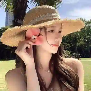 优幽兰 韩系小众设计感拉菲草帽夏季海边度假沙滩出游大檐遮阳显脸小优雅编织蕾丝飘带拍照必备 聚酯纤维 防晒帽 女款