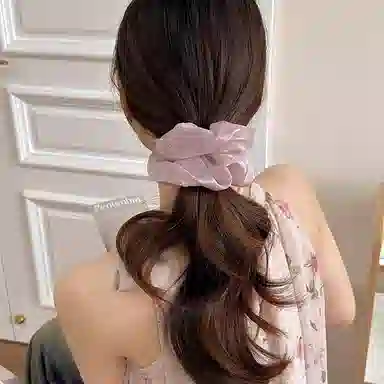 水中玉 紫色波点网纱大肠发圈高弹力耐用发绳扎头发发饰 皮筋 头绳 女款