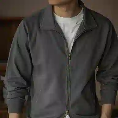 唔刃 工装美式复古重磅斜纹双拉链立领卫衣外套咔叽运动男装秋夹克 男款