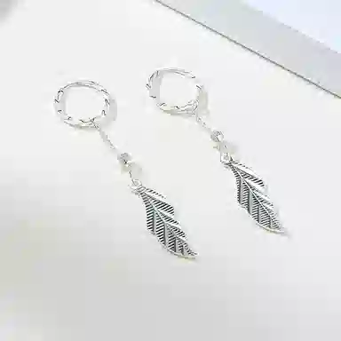恋朵 足银 枫叶耳环 时尚耳坠耳饰 女款 银色
