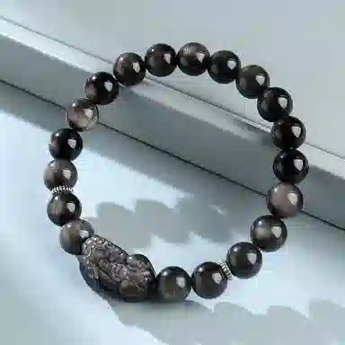 【来财貔貅】 印象眸  新中式精致简约古风多财多福素圈转运珠通勤高级设计感手饰 礼盒包装#好运 黑曜石 手串 男女同款情侣款