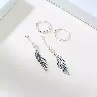 恋朵 足银 枫叶耳环 时尚耳坠耳饰 女款 银色