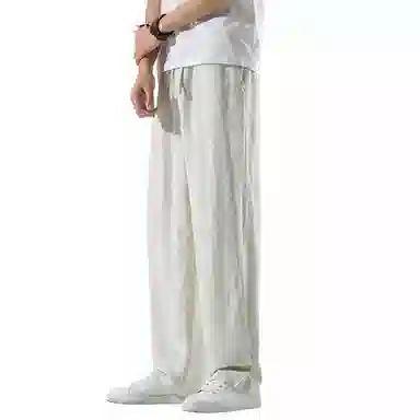 哲源 新中式高端亚麻裤薄款垂感直筒宽松纯色基础款休闲裤 男女同款